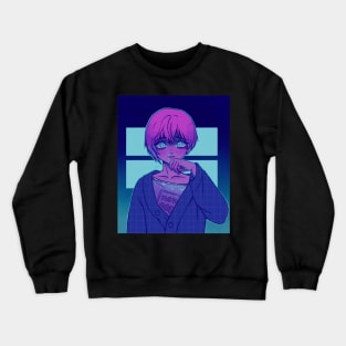 Neon, Anime, Cyan Blood, Pink hair, Digital Painting Crewneck Sweatshirt